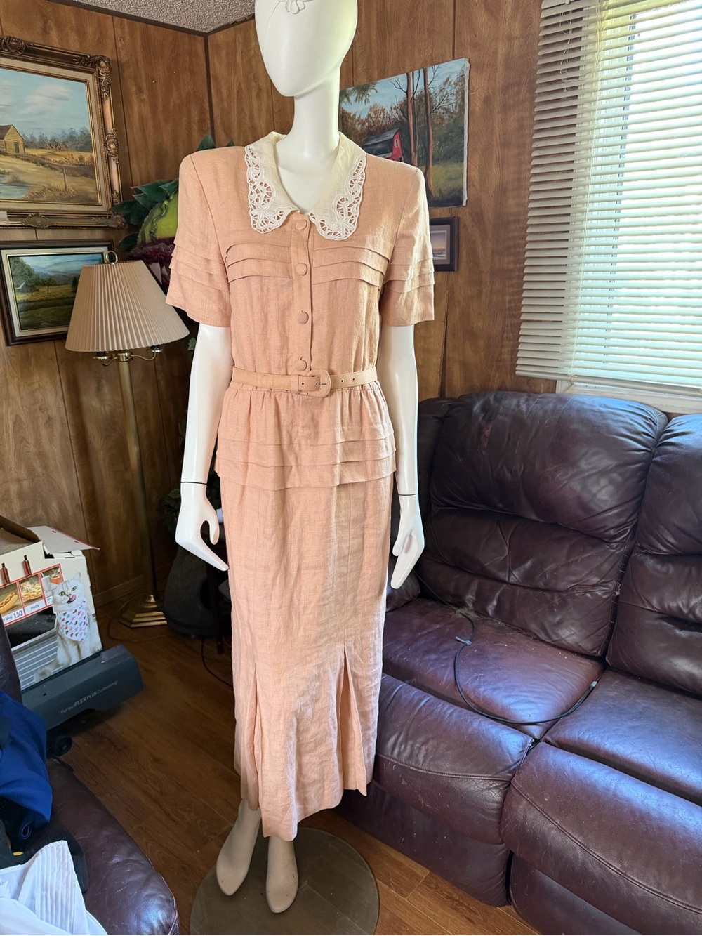 Nancy Johnson Vintage Linen Cottagecore Dress